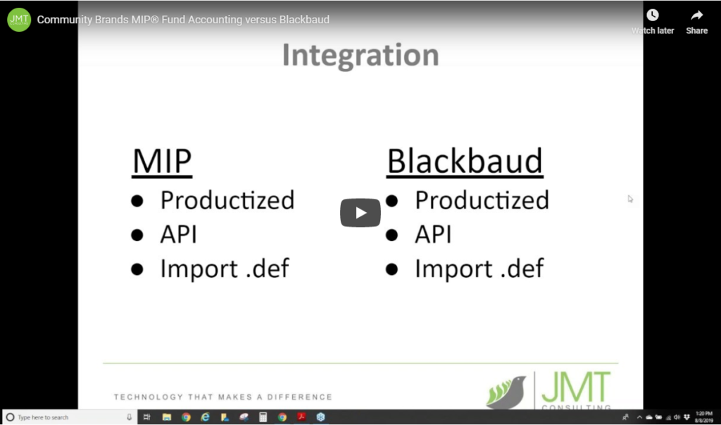 Blackbaud vs MIP Fund Accounting JMT Consulting