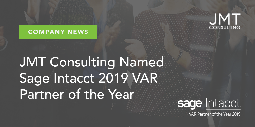 JMT Consulting Named Sage Intacct 2019 VAR Partner of the Year - JMT