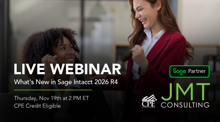Women watching the Sage Intacct 2026 R4 webinar