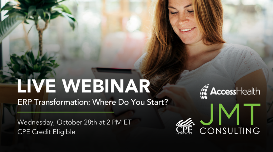 Woman watching JMT's ERP Access Health webinar